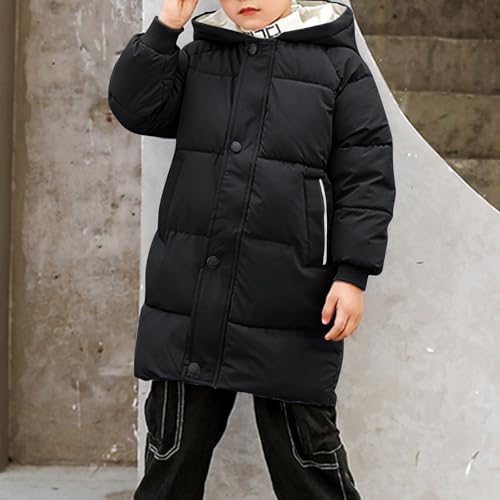 Boys Girls Long Hooded Puffer Jacket Kids Thicken Padded Down Coats Windproof Quilted Long Puffer Coat 3-9 Years3