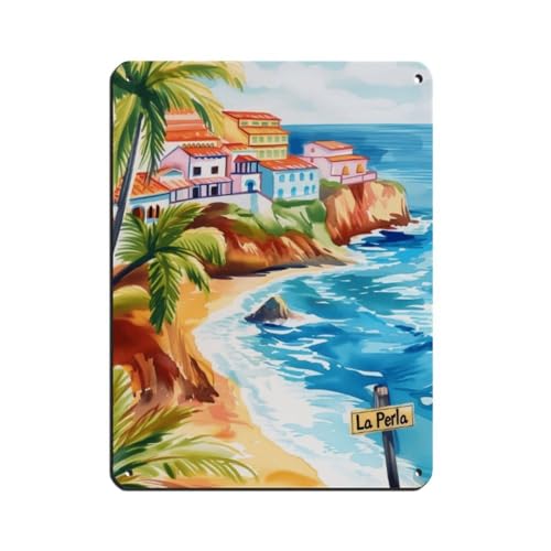 La Perla - Cartel de metal vintage con estampado de acuarela para pub, club, cafetería, bar, decoración de pared del hogar, póster retro de 30 x 40 cm