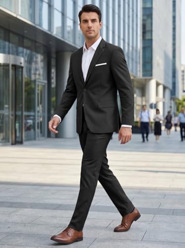 Image of Mens 2 Piece Suit Slim 2 Button Prom Suit Jacket Pants Tuxedo Set