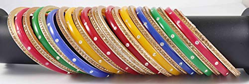 Image of NMII Acrylic (Plastic) with Zircon Gemstone Studded worked Glossy Finished Bangle Set For Women and Girls