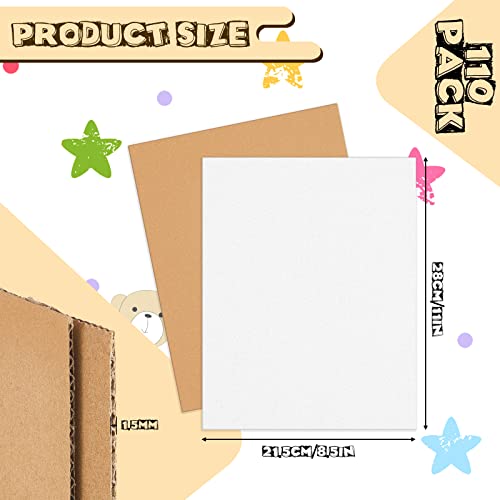 Image of Henoyso 110 Pack 11 x 8. 5 Inch Corrugated Cardboard Sheets Flat Cardboard Sheets Packaging Inserts Flat Square Inserts Squares Separators for Shipping Packing Mailing Crafts(White)