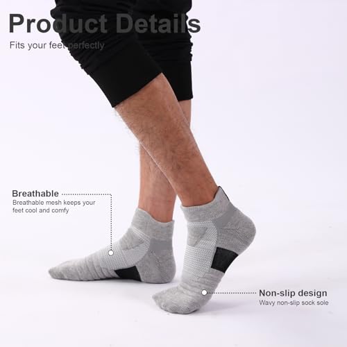 Ankle Socks 6 Pairs - Men's/Women's Athletic Cushioned Socks with Arch Support & Breathable Mesh for Gym/Outdoor4