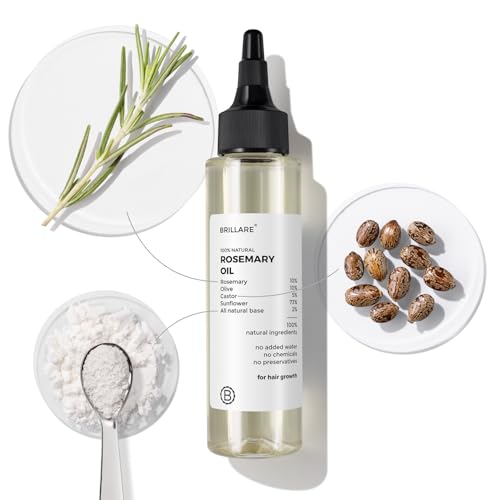 Image of Brillare 10% Rosemary Hair Oil for Hair Growth with 10% Olive Oil & 5% Castor oil | Reduces Hair Fall | Strengthens Hair | Visible Results in 4 Weeks.