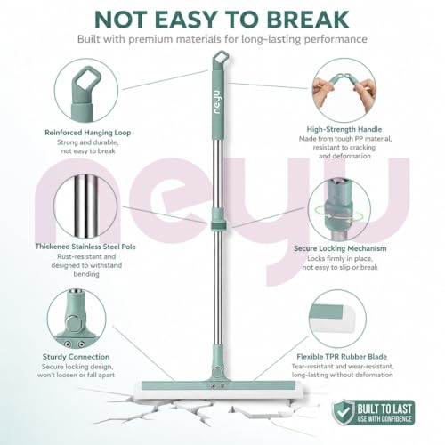 Image of NEYU Magic Broom Wiper for Bathroom & Floor Cleaning, Silicone Sweeper with Built-in Drying Squeegee & Dust Remover