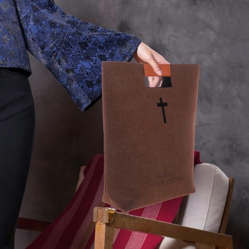 Bolsa de fieltro para estudio bíblico maletín portátil de gran capacidad gris 7