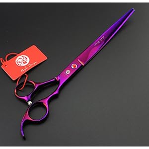 Purple dragon 8 0 inch professional pet grooming scissorsdog straight shear thinningblending scissor  2 pcs curved shear with bag purple   cucciolini doodles