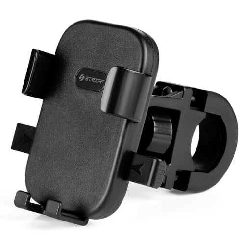 Image of STRIFF UltraMount Bike Mobile Holder with Push Button Release, Adjustable Height, 360 Rotation, One-Hand Lock, Anti-Shake Secure Handlebar Mount for Motorcycle, Bicycle & All Smartphones