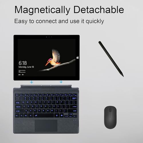 Teclado Bluetooth Surface Pro con trackpad multitáctil y retroiluminación mobee carbón 3