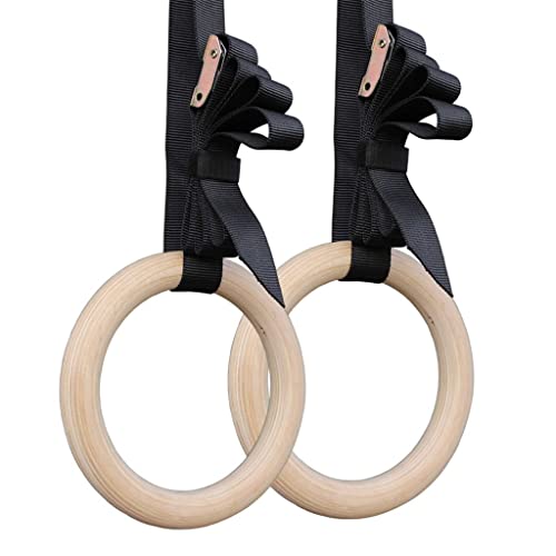 Yasez 1 Pair Gymnastic Rings Pull Up Gym Ring For Home Fitness Strength Training. 2.8Cm*4.5M Adjustable Straps For Optional (Color : Natural, Size : 32Cm) #TOP15