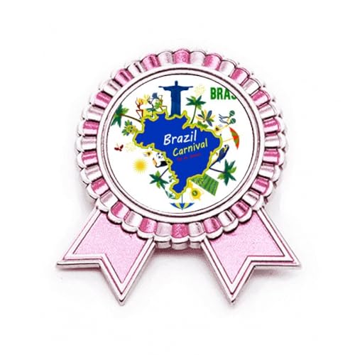 Broche Corcovado rose en métal, bijou carte du Brésil élégant