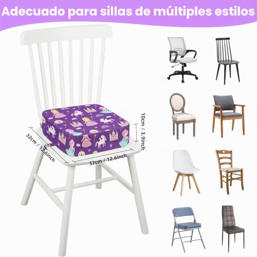 Miniatura 6 de Omedecal Alzador Elevador Silla Para Niños Comer Lavable Para Bebé, Base Antideslizante Con 2 Correas Ajustables Asiento Elevador 32 X 32 X 32 Cm - Princesa