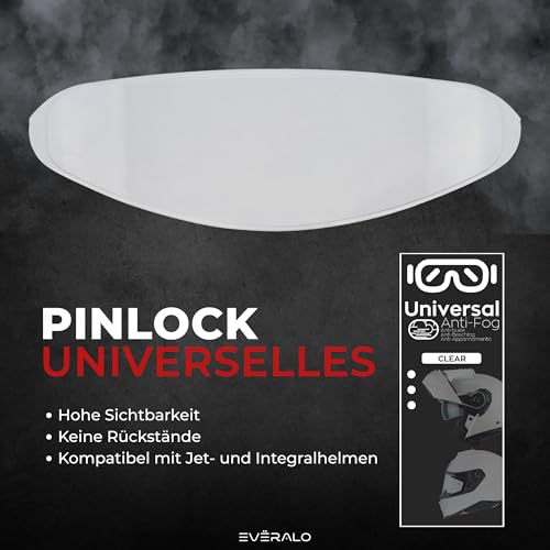 Pinlock Visier Universal 70 Antibeschlag Folie Helm – Anti Fog Innenfolie für Motorradhelm Jethelm Integralhelm Klapphelm – Pinlock Scheibe Nachrüsten Helmvisier Anti Beschlag