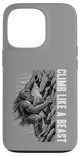 Climb Like a Beast Rock Climbing Bigfoot Sasquatch Retro スマホケース iPhone 13 Pro 用