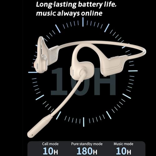 Image of AYI Open Ear Air Conduction Bluetooth Headphone Dual Mic Rotatable Boom Mic Active Noise Cancellation IPX5 Waterproof Bluetooth 5.4 Pain-Free Design for Sports Work Outdoor Activities-DG White