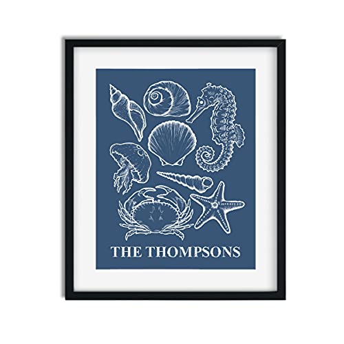 Seashell Home Paper Art Print Personalized Home Decor Wedding Gift