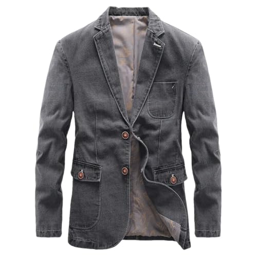 Men's Denim Blazers Oversized Male Outerwear Spring Autumn Streetwear Casual Suit Jacket