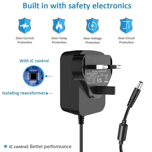TKDY 9V 2A AC Adapter 100-240V AC to DC 9V 1.8A 1.5A 1A 0.8A 0.5A Power supply for Arduino UNO R3 MEGA 2560 R3, Schwinn Elliptical Exercise Bike Crosley Cruiser Portable Turntable Record Player - Image 4