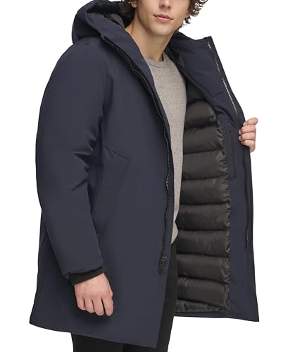 Image of DKNY Men's Water Resistant Hooded Logo Parka Jacket