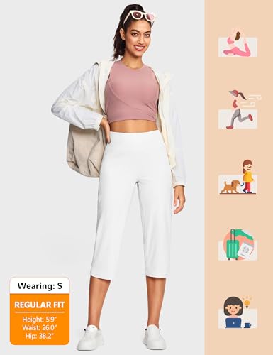 Image of ISEEGZ 15 inch / 18 inch / 21 inch / 25 inch Capri Pants for Women High Waist with Pockets Women's Capris Workout Yoga Pants Loose Straight Leg