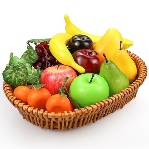 13個のフェイクフルーツ 人工果物パック 装飾 Chirstmasのための偽の果物装飾現実的な偽の果物、人工リンゴの偽のオレンジブドウの装飾プロピット [2]