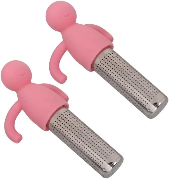 Tea Filters 2-Piece mesh Tea Filter Set Stainless Steel Tea Brewing teapot Tea Leaf Filter (Color : Pink)