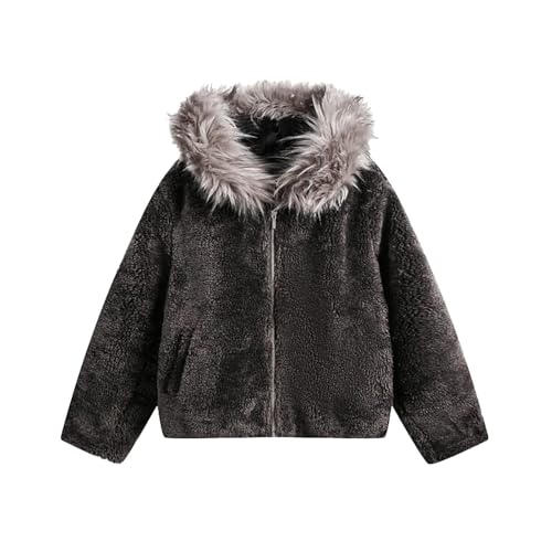 Zanisouta Abrigo de piel para hombre de gran tamaño, chaqueta de invierno forrada cálida, chaqueta para exteriores, sudadera mullida, abrigo de invierno, abrigo de pelo suave, chaqueta con capucha