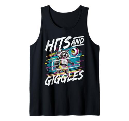Hits and Giggles Women's Volleyball Raccoon Tank Top