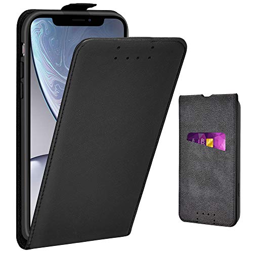 Adicase iPhone XR Hülle Leder Tasche für Apple iPhone XR Handyhülle Flip Case Schutzhülle (Schwarz)