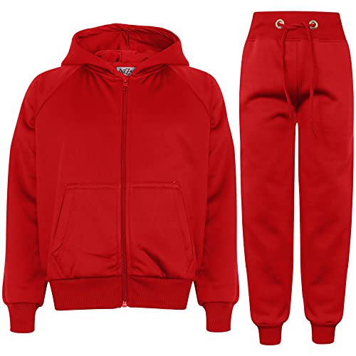Plain Tracksuit Hoodie with Jogger Sweatpants Sports Activewear Set Girls Boys Children Age 5-13 years