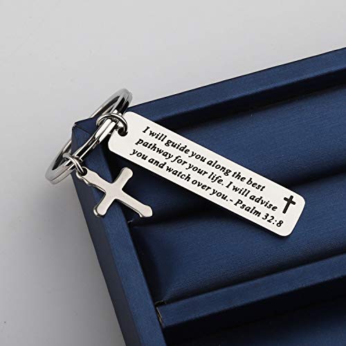 MYOSPARK Christian Keychain I Will Guide You Along The Best Pathway for Your Life Religious Jewelry3