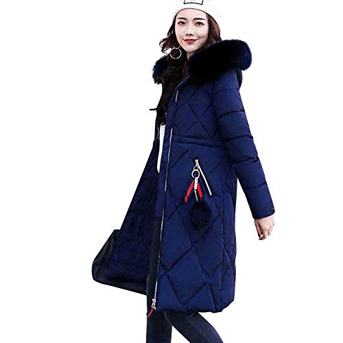 Bestechno コート レディース ロング ダウンコート ダウンジャケット 膝下 秋冬 ゆったり 防寒 防風 (ネイビー, XL)