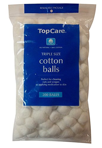 TopCare - Triple Size Cotton Balls - 100% Cotton - 200 Balls - Pack of 3
