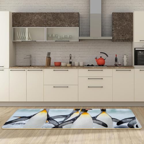 Tapete de cocina de alta absorción, juego de 2 piezas lavables con diseño de pingüino 3