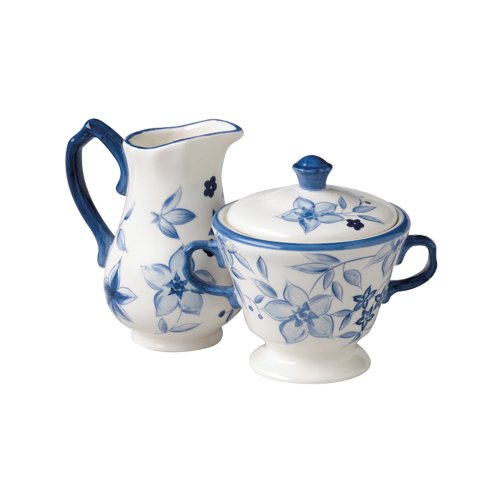 Pfaltzgraff Blue Meadow Sugar & Creamer Set #TOP7