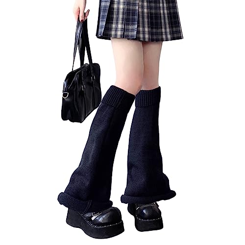 Image of DOOVID Leg Warmers for Women Kawaii Knit Long Socks Girls Harajuku Lolita Leg Warmers Goth Ankle Heap Socks