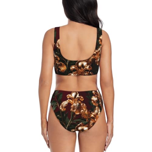 Bordeaux Iris bikini croisé push-up à coussinets amovibles - 4