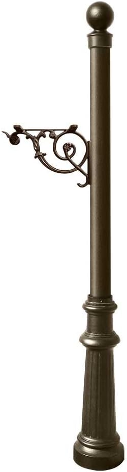 Lewiston Rust Free Cast Aluminum Fluted Post with Ball Finial for Mailboxes, Ships in 2 boxes