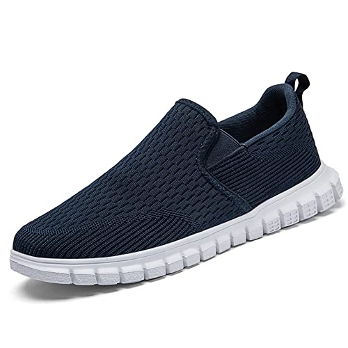 Oltyutc Zapatillas de deporte para hombre, mocasines de lona sin cordones, para gimnasio, caminar, tenis ligeros, azul oscuro, 43 1/3 EU