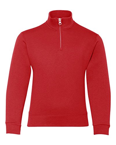 Jerzees Youth NuBlend Quarter-Zip Cadet Collar Sweatshirt, Medium, True RED