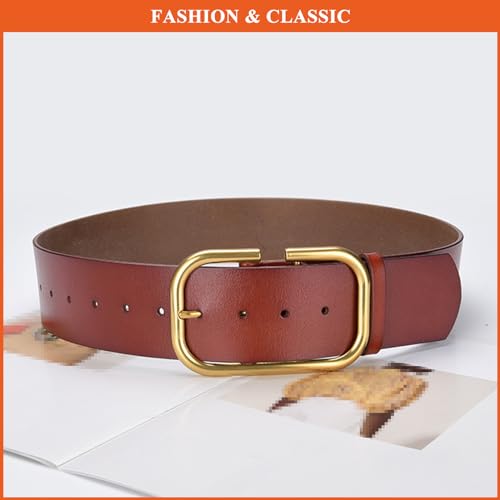 Classics Waist Strap for Women, Genuine Leather Wide Belt Ladies Solid Color Pin Buckle Belts3