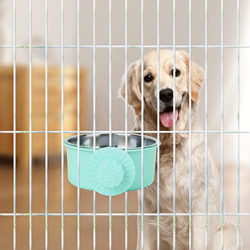 YODOOLTLY Futternapf für Haustierkäfige, Edelstahl, zum Aufhängen, abnehmbare Futternäpfe für Hunde, Katzen, Kleintiere (grün)