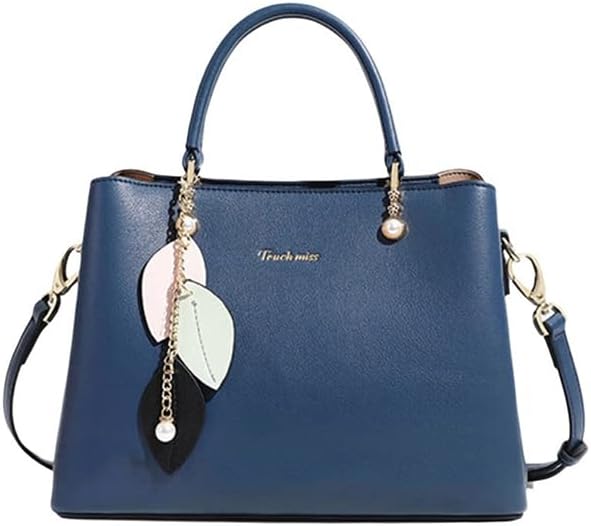 Large capacity women's shoulder crossbody bag, fashionable and versatile handbag (creamy-white) (blue)