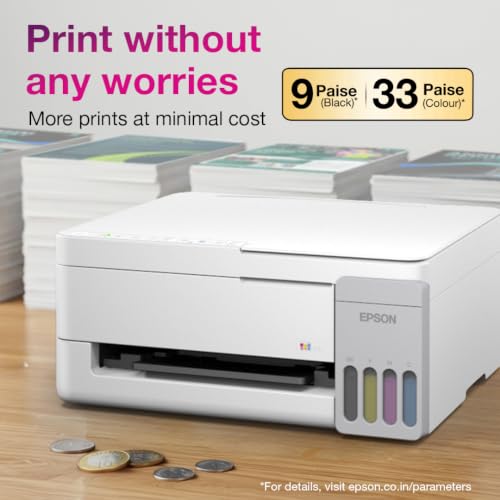 Image of Epson EcoTank L3356 (New Launch) WiFi InkTank A4 Colour Printer, Scanner, Copier for Home & Office, 5760x1440dpi Resolution, Low Printing Cost at just 9 Pais /Black Print & 33 Paise /Colour Print