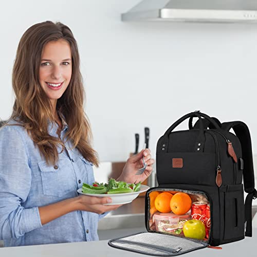 Lunch Backpack For Women, Insulated Cooler Backpacks With Usb Port, 15.6 Inch College School Laptop Bookbag Reusable Water Resistant Tote Food Bag For Work Beach Camping Picnics Hiking Womens Gift #TOP6