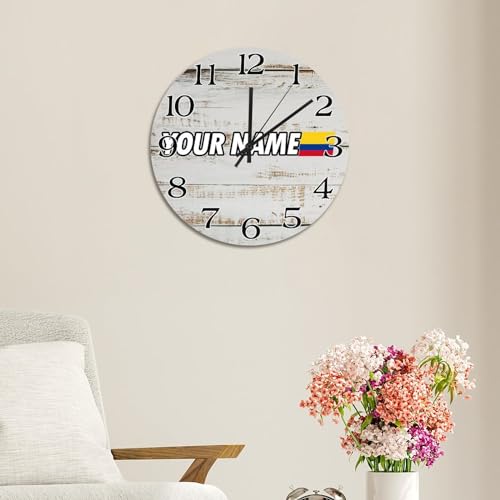 Horloge murale en bois drapeau colombie de 38 cm rustique
