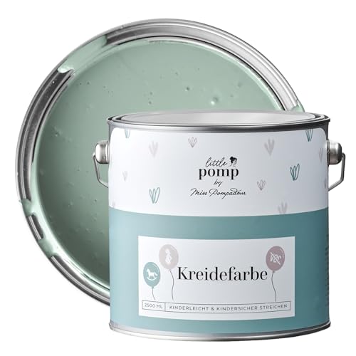 MissPompadour Wandfarbe Kinderzimmer Grün & Sanft 2,5L mit hoher Deckkraft - geruchsneutrale, spritzfreie Kreidefarbe - atmungsaktiv, wasserbasiert, VOC-frei - LittlePomp
