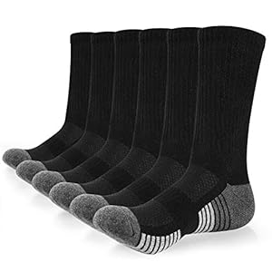 coskefy Sports Socks Cushioned Walking Socks Crew Athletic Socks for Trainer Outdoor Work Hiking (5 Pairs/6 Pairs)
