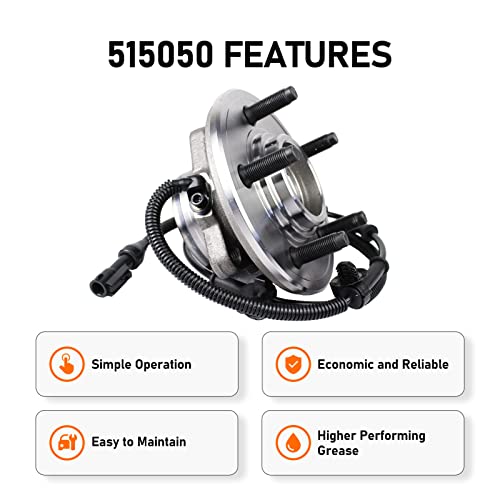 Macel 515050 Front Wheel Hub Bearing Assembly Compatible With 02-05 Ford Explorer, 03-05 Lincoln Aviator, 02-05 Mercury Mountaineer 5 Lugs W/Abs #TOP5