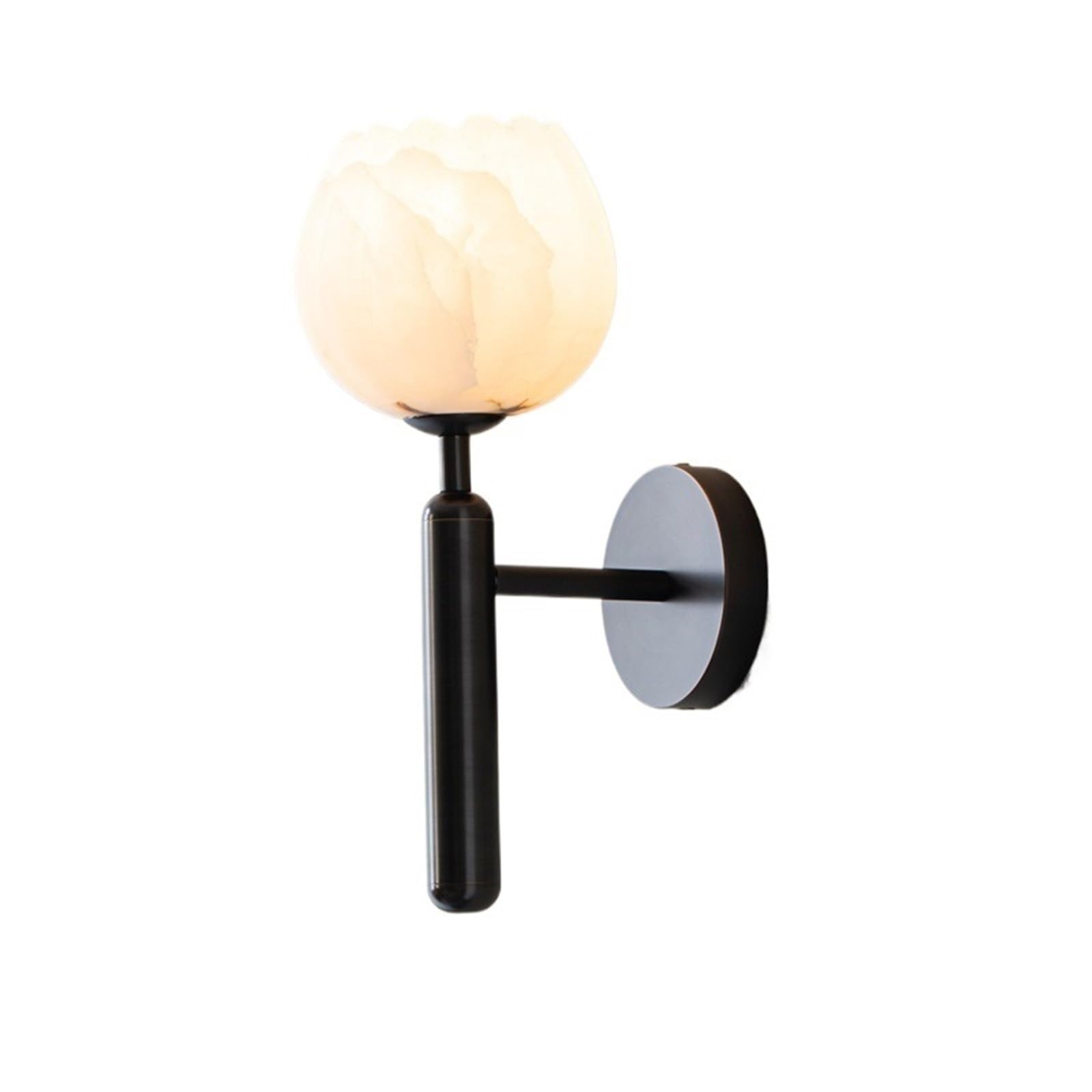 CYairong-22 Wall Light Sconce Light Luxury Marble Flower Shape Lamp Bathroom Balcony Study Bedroom Bedside Wall Wall Lamp Modern(Black)