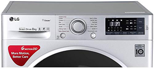 Image of LG 8 kg Inverter Wi-Fi Fully-Automatic Front Loading Washing Machine (FHT1408SWL, Luxury Silver)